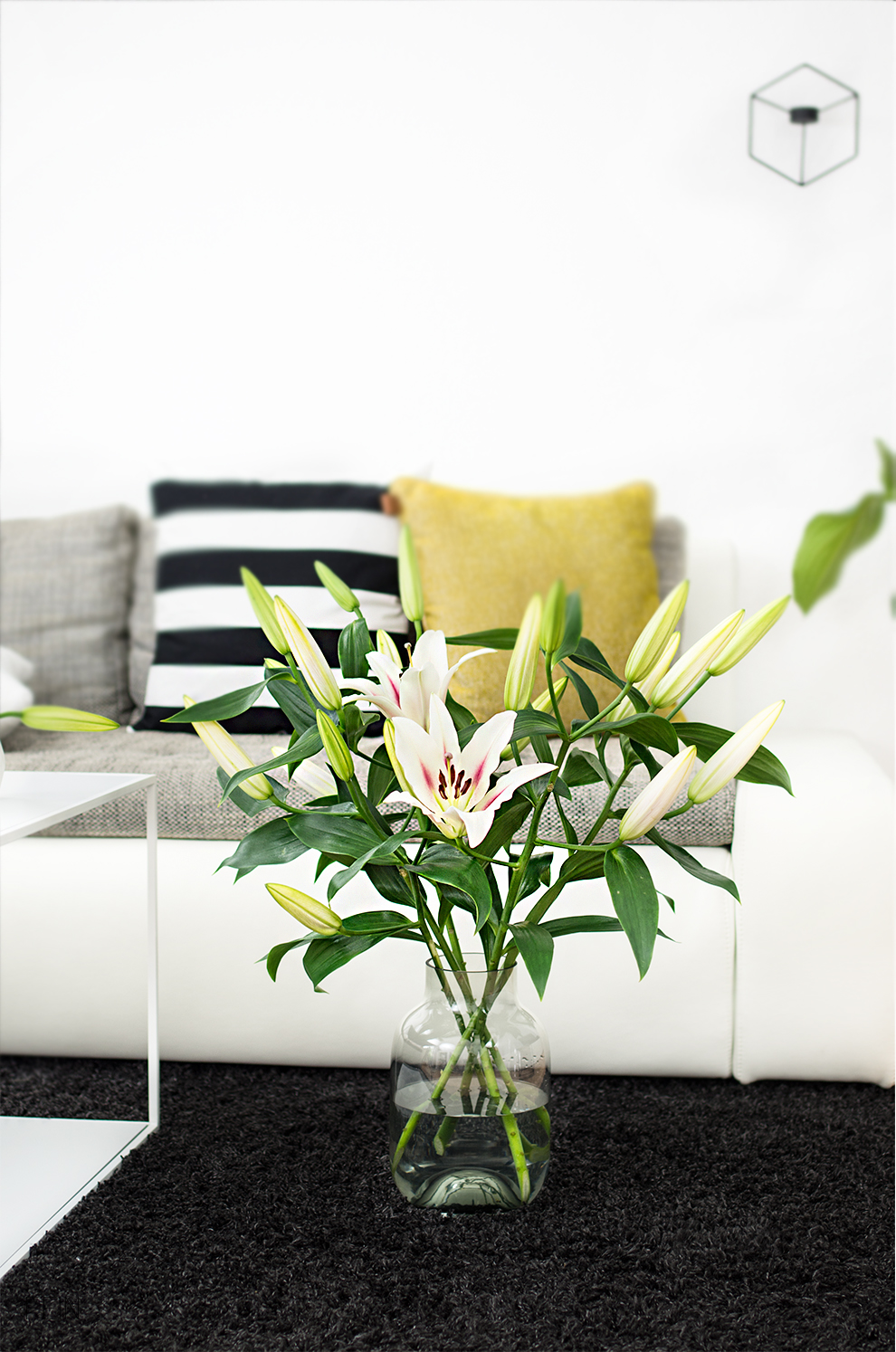 Spätsommer Lilien Kissen senf