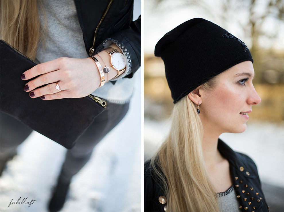 Himmelsstück Cashmere kashmir beany roségold Ohrhänger Rosefield watch uhr the mercer lederjacke biker style fashion mode winter outfit nieten stern clutch trend januar zwillingsherz pullover 2