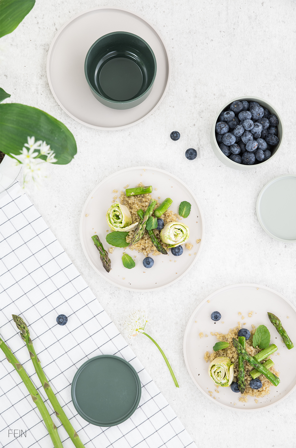 Spargel grün Bärlauch Quinoa Salat