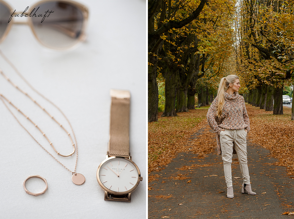 Meinekette Herbst Golden Roségold gemütlich Herbstlaub Talbot Runhof Blond Strick Beige Rollkragen Outfit Trend Mode 4