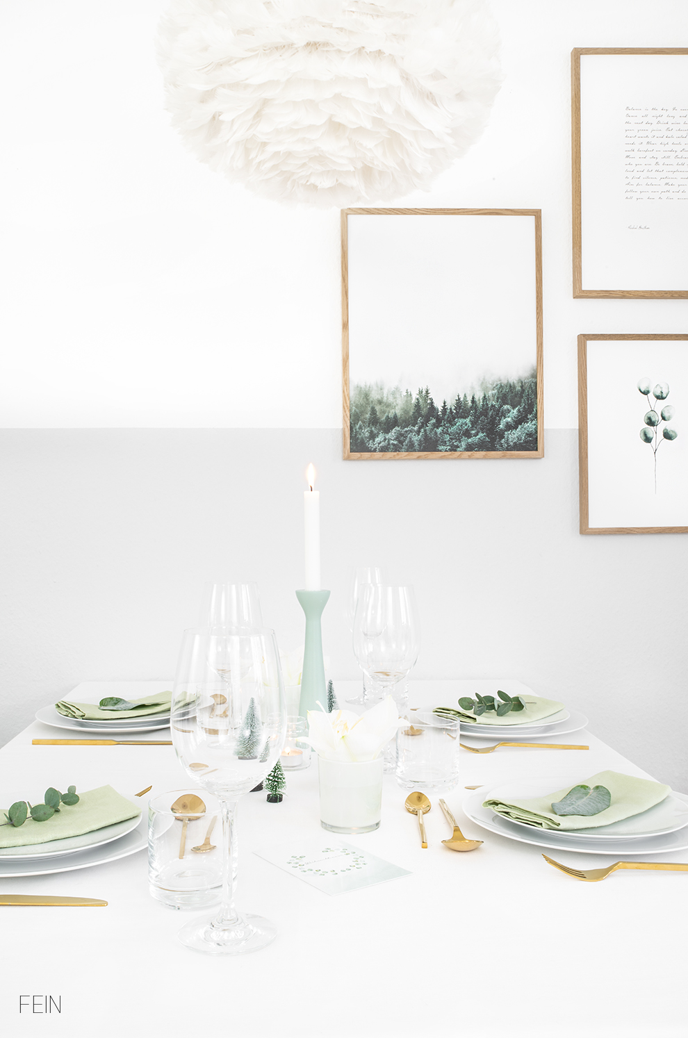 Weihnachtstisch Deko Eucalyptus Grün