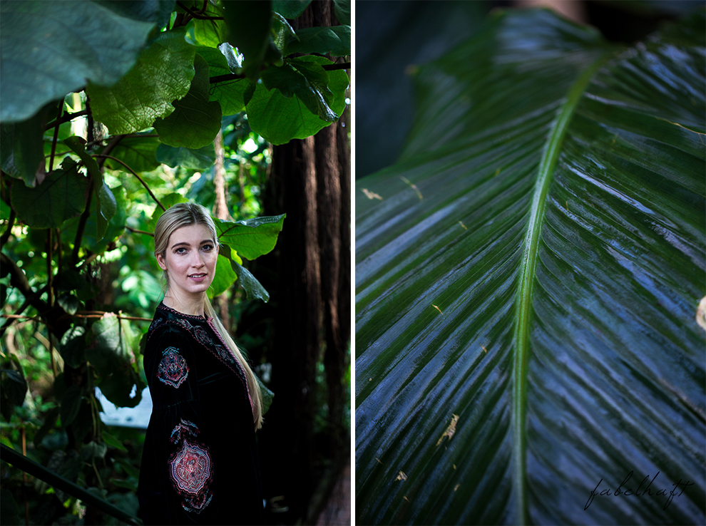 Jungle Trend Samt Bestickt Kleid Grün Tropisch Regenwald botanischer Garten 6