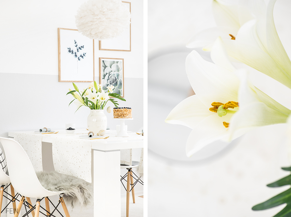 Osterdeko weiß gold