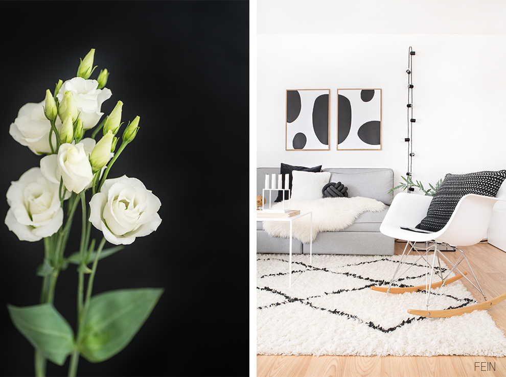 schwarz weiße einrichtung wohnzimmer