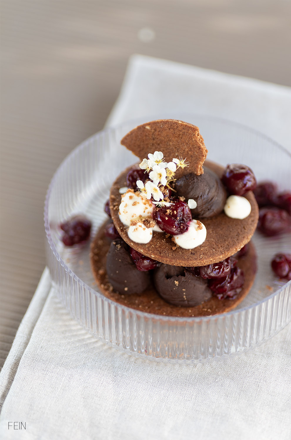 Dessert Kirsch dunkle Schokolade