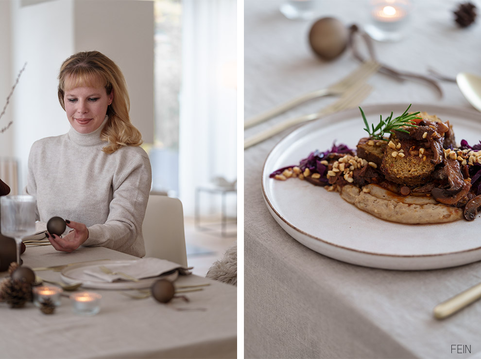 Veganer Festtagsbraten Wintertisch