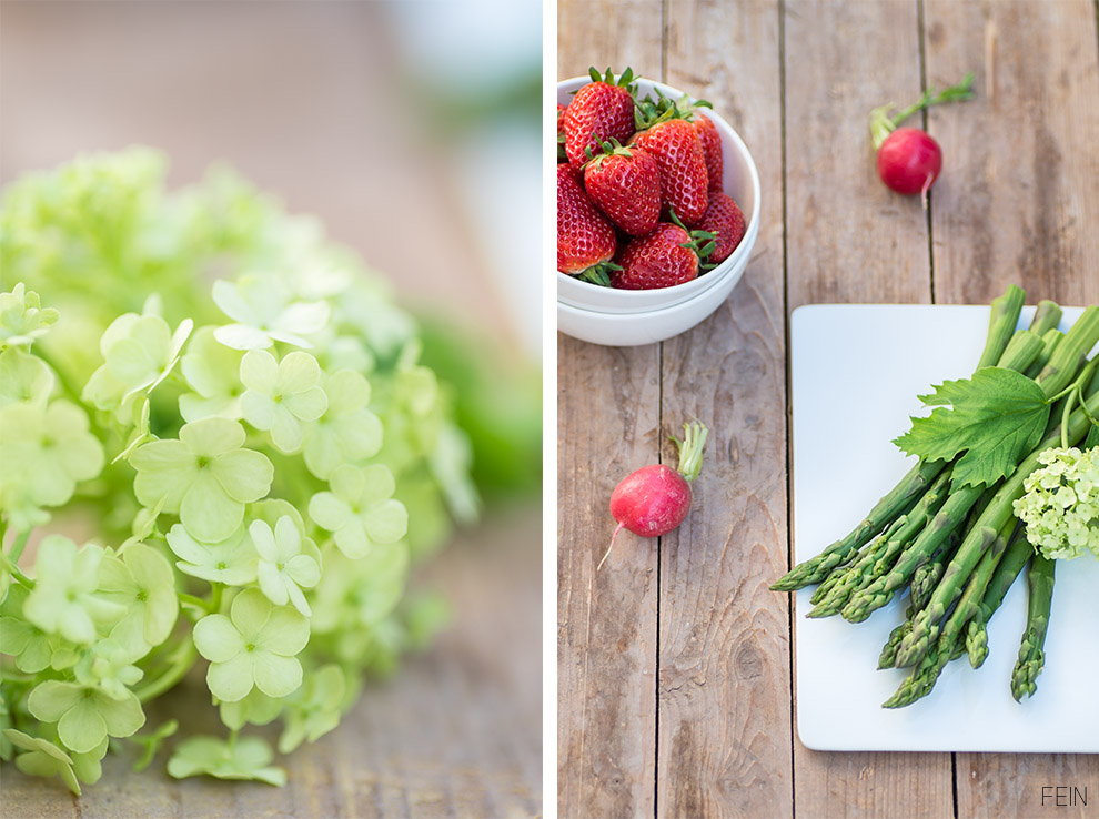 Grüner Spargel Erdbeere Radischen