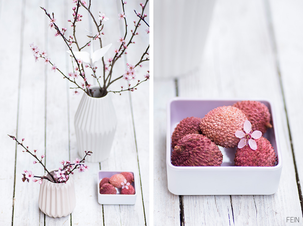 Litschi Faltvase Zweige