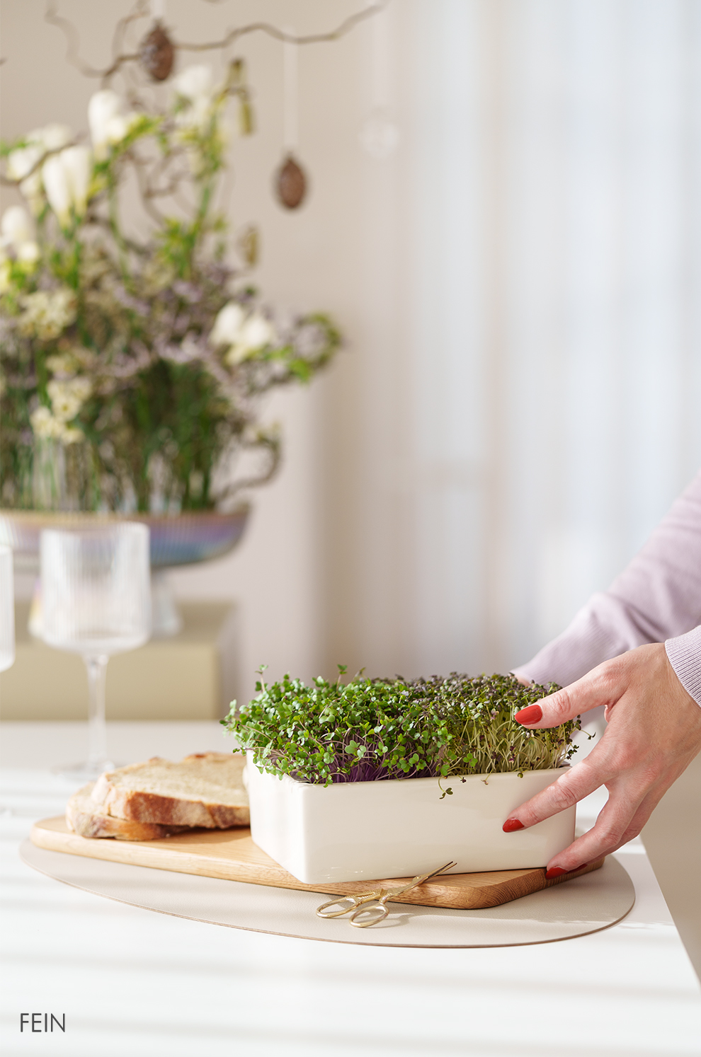 Osterbrunch Tisch Microgreens Heimgart