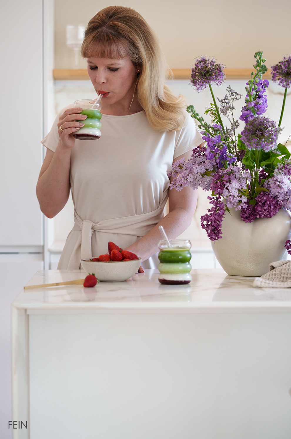 Erdbeer Matcha Iced Latte Karu