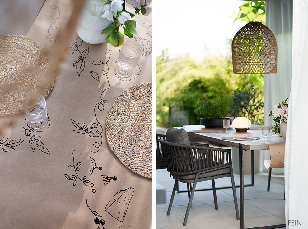 Dinner Outdoor gedeckter Tisch